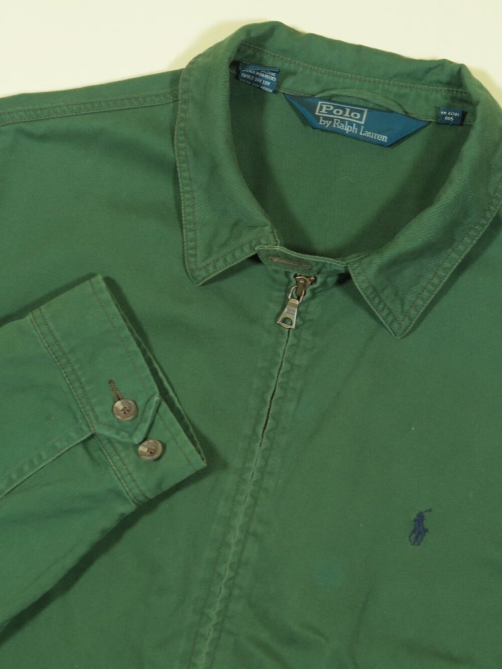 VTG 90s Polo Ralph Lauren Harrington Jacket Mens XL Green Bi Swing Madras Collar